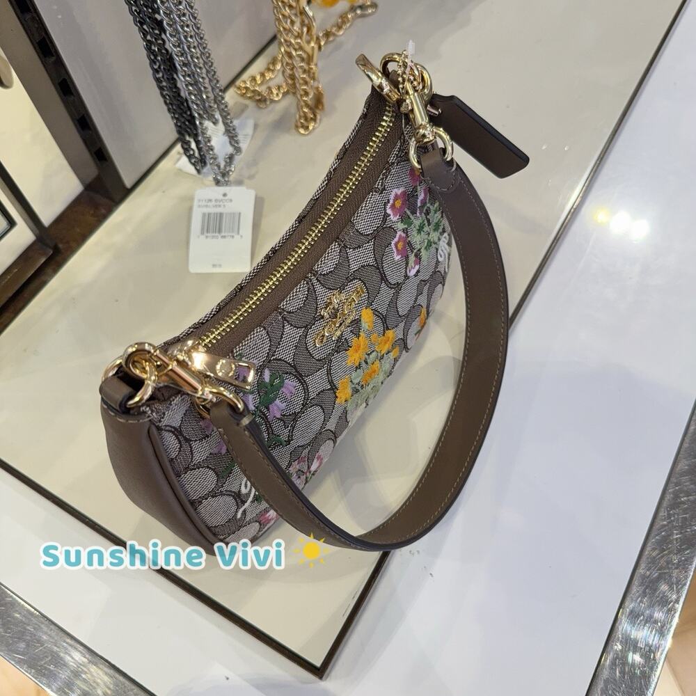 NWT Coach Teri mini Crossbody Bag Signature Jacquard Floral Embroidery CDW65 - Picture 2 of 10